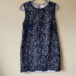 Ann Taylor LOFT Black Lace Overlay Sleeveless Dress Lace‎ Crochet Black Size 8